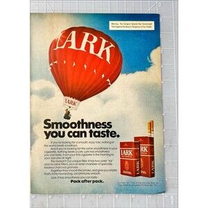 Lark Cigarettes Smoothness you can taste" Hot Air Balloon Playboy Vtg Print Ad